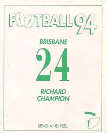 1994 Select AFL Stickers #24 Richard Champion Back